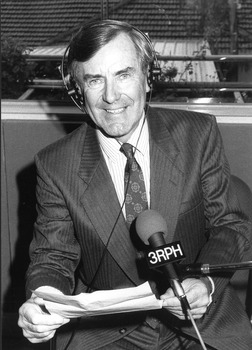 Brian Naylor with headphones and a microphone at 3RPH