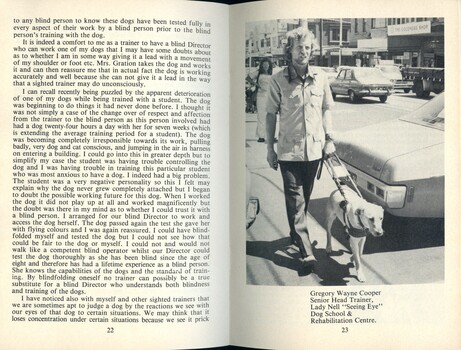 Booklet about Seeing Eye dogs and blindness
