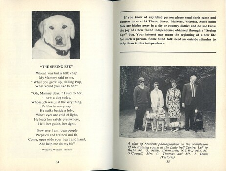 Booklet about Seeing Eye dogs and blindness