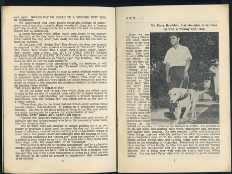 Lady Nell booklet describing how seeing eye dogs work
