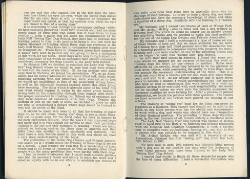 Lady Nell booklet describing how seeing eye dogs work
