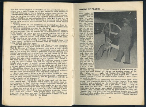 Lady Nell booklet describing how seeing eye dogs work