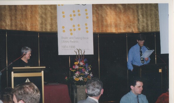 Beverley Dunn and Rod Quantock behind the podiums