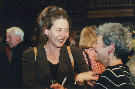Cate Milte and Stephanie Daniel chatting at the after party