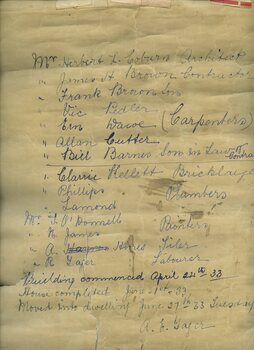 Names of all contractors who worked upon the site