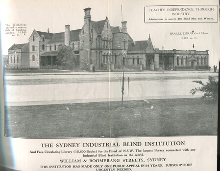 Fold out photograph of Boomerang Street building from side