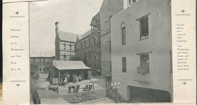 Eastern view of building and courtyard
