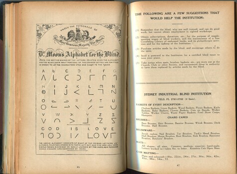 Moon alphabet, suggestions and services supplied by Institution