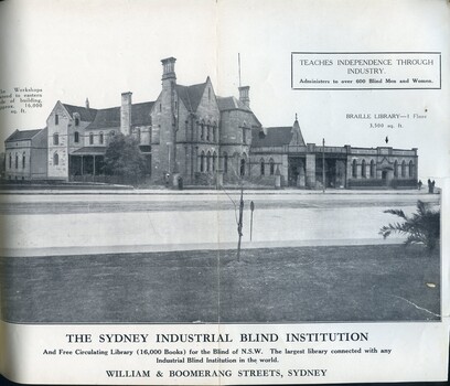 Foldout photograph of building from front side