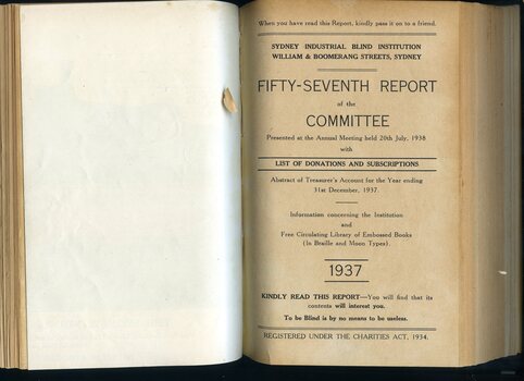 Front page of annual report for 1937