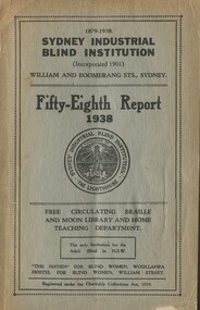 Front cover of Annual report for Sydney Blind Industrial Institution