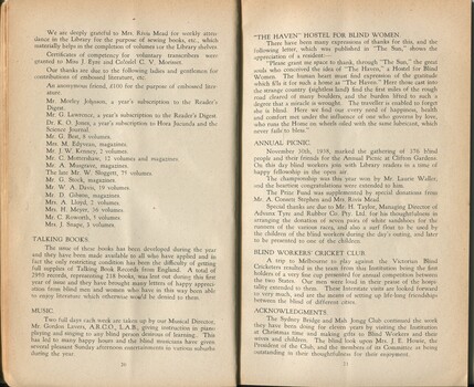 Report on achievements and activities over the year 1938
