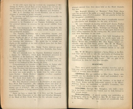 Annual report from Women's Auxiliary of the SIBI