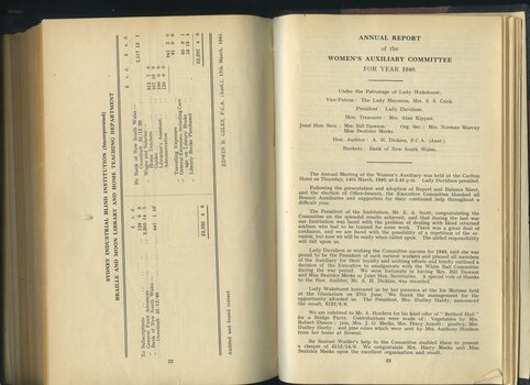 Library and Home Teaching accounts and report from Women's Auxiliary