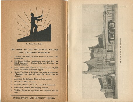 Services of the Institution and photograph of William St building