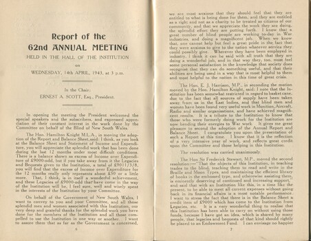 Report on the Annual General Meeting for the Institution