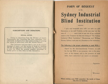 Explanation for short report and Form of Bequest