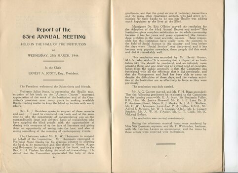 Report of the Annual General Meeting for the Institution