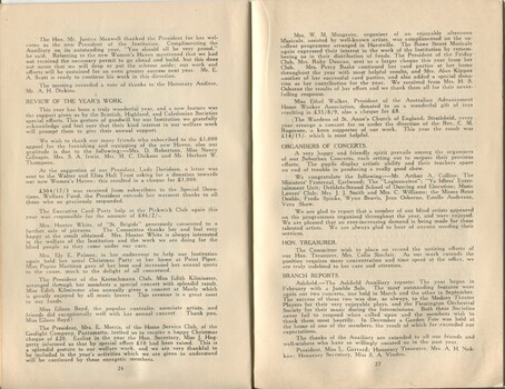 Annual report from the Women's Auxiliary