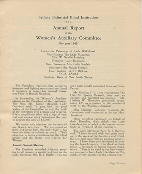 Annual report of the Women's Auxiliary of the SIBI