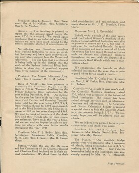 Annual report of the Women's Auxiliary of the SIBI