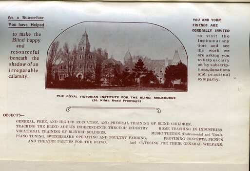 Illustration of building and objectives of Institute