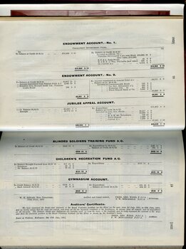 Endowment, Blinded Soldiers, Childrens Recreation and Gym accounts