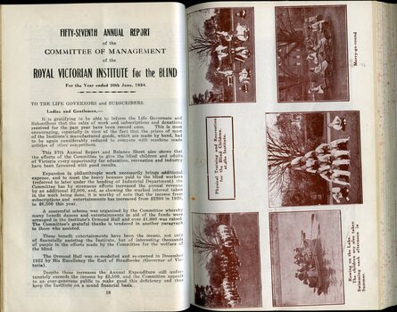 Report of the Committee of Management and images of children undertaking various activities