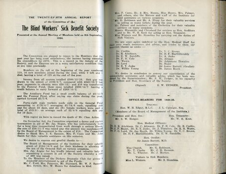 Blind Workers Sick Benefit Society annual report