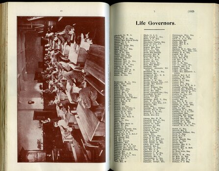 Children in schoolroom and List of Life Governors
