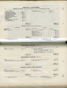 Industrial, endowment and Jubilee Appeal fund accounts