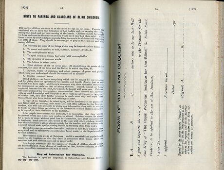 Form of Bequest and Hints to Parents and Guardians of Blind Children
