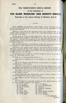 Blind Workers Sick Benefit Society annual report