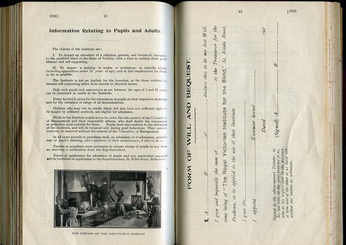 Information relating to pupils, image of museum and Form of Bequest