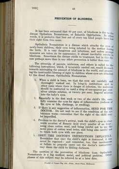 Advice on the Prevention of Blindness