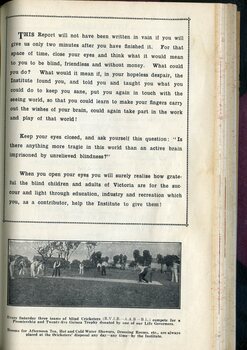 Image of cricket game and request to read report