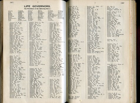 List of Life Governors who have either donated or performed beneficial duties