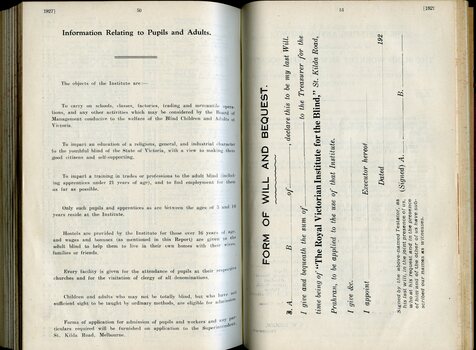 Form of Bequest and Information relating to Pupils and Adults