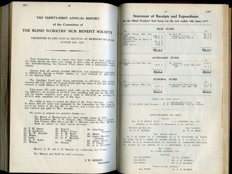 Blind workers Sick Benefit Society annual report