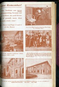 Images of buildings, workshops and pupils and request to remember the need for help