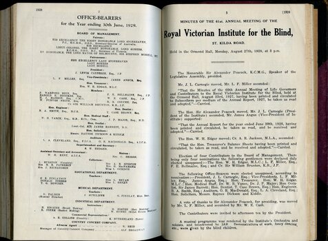 List of Officer Bearers and senior staff and minutes of Annual Meeting