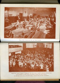 Images of schoolroom and children in Ormond Hall