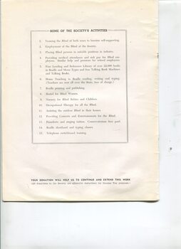 Outline of the Society's activities and services