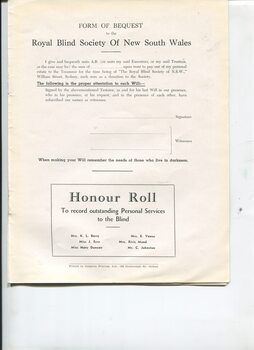 Form of Bequest and Honour Roll