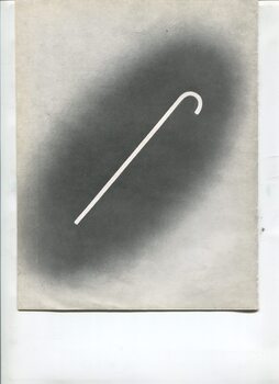Illustration of white cane against blurred black background on white page
