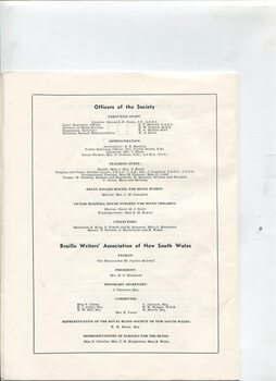 List of Office Bearers and senior staff and for the Braille Writers Association of NSW