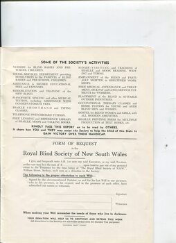 Form of Bequest and some of the Society's services