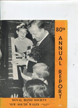 Pianist George Shearing with kindergarten children