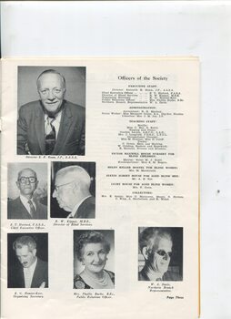 Portraits and listing of Executive Staff of the Society
