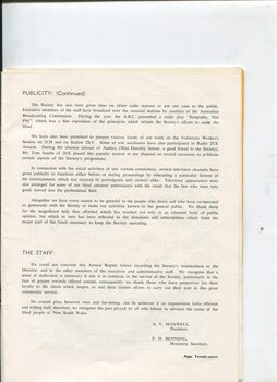 President's report on activities and achievement for the year